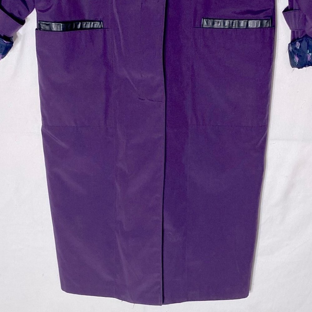 Vintage Long Purple Coat W Quilted Lining L Cottagecore Grannycore Grandmacore - Picture 5 of 14